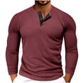 thumbnail image 1 of SSAAVKUY Mens Henley Shirts Long Sleeves Waffle Texture Button Tee Tops Casual Lightweight Pullover Shirt Slim Quarter Zip Pullover Comfort Soft T Shirts Wine S, 1 of 8