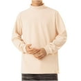 thumbnail image 1 of SSAAVKUY Mens Mock Neck Sweatshirts Soft Long Sleeve Pullover Shirts Lightweigt Sweat Shirt Breathable Pullover Sweater Khaki M, 1 of 6