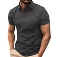 thumbnail image 1 of SSAAVKUY Mens Polo Shirts Short Sleeve Textured Knit V-Neck Polo T Shirt Business Casual Golf Shirts Fitness Sports Shirts Gray 4, 1 of 9