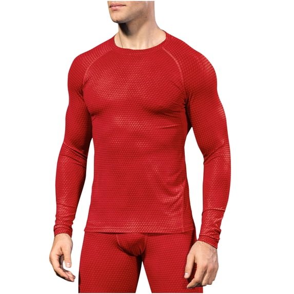SSAAVKUY Mens Workout Shirts Big and Tall Long Sleeve Fitness Muscle Fit Pullover Sweatshirt Outdoor Fashion Sport T Shirt Red 12