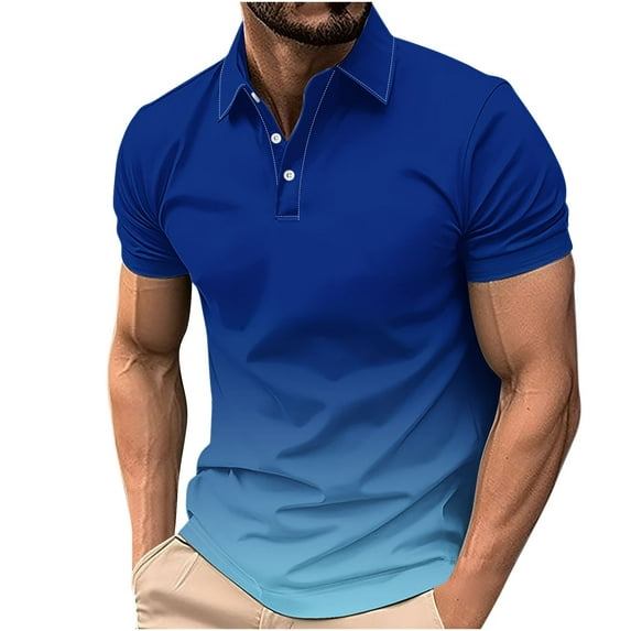 SSAAVKUY Savings Golf Shirts for Men Short Sleeve Button Collar Shirts Gradient Tie Dye Print Shirt Moisture Wicking Shirt Multicolor 4