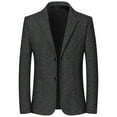 thumbnail image 1 of SSAAVKUY Savings Herringbone Tweed Blazer British Wool Blend Sport Coat Jacket Long Sleeve Office Workwear Formal Lightweight Two Button Business Jackets Gray XXL, 1 of 5