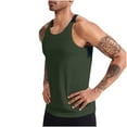 thumbnail image 1 of SSAAVKUY Savings Men's Sleeveless Tank Tops Crewneck Solid Loose Fit Shirt Quick Drying Sports Muscle Workout Bodybuilding Summer Tees Army Green XXXL, 1 of 5