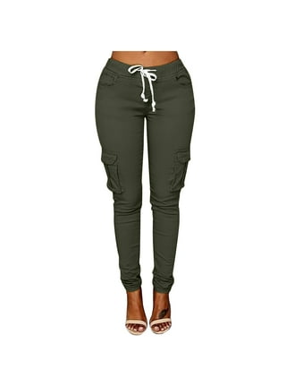 Frobukio Women Cargo Pants High Waist Straight Leg Baggy Pants E-Girls  Boyfriend Trousers Streetwear Black M