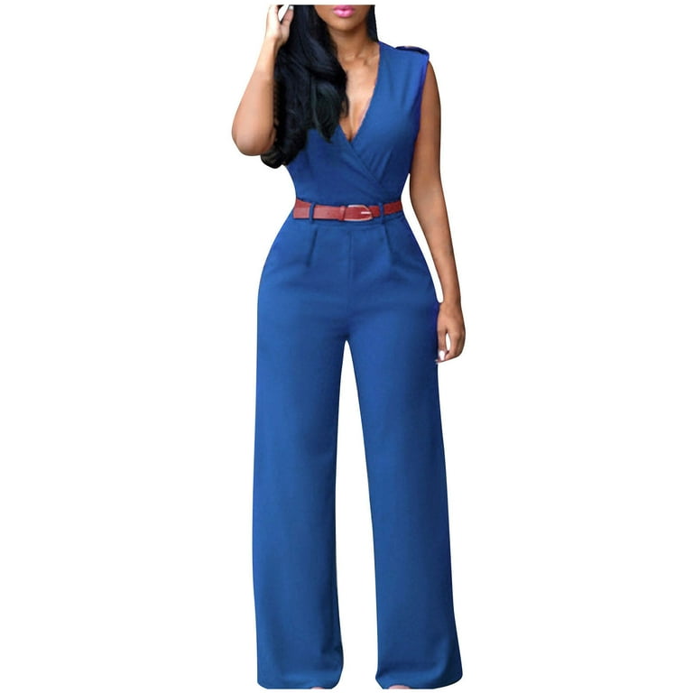 Elegant Solid Fold V Neck Loose Jumpsuits Elegant Solid Fold V Neck Loose Jumpsuits