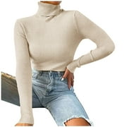 SSAAVKUY Womens Plus Size Loose Chunky Sweater for Women Turtle Neck knitwear Fall Casual Basic Tops Fashion Trendy 2023 Gifts Relaxed Long Sleeve Blouse Beige XL