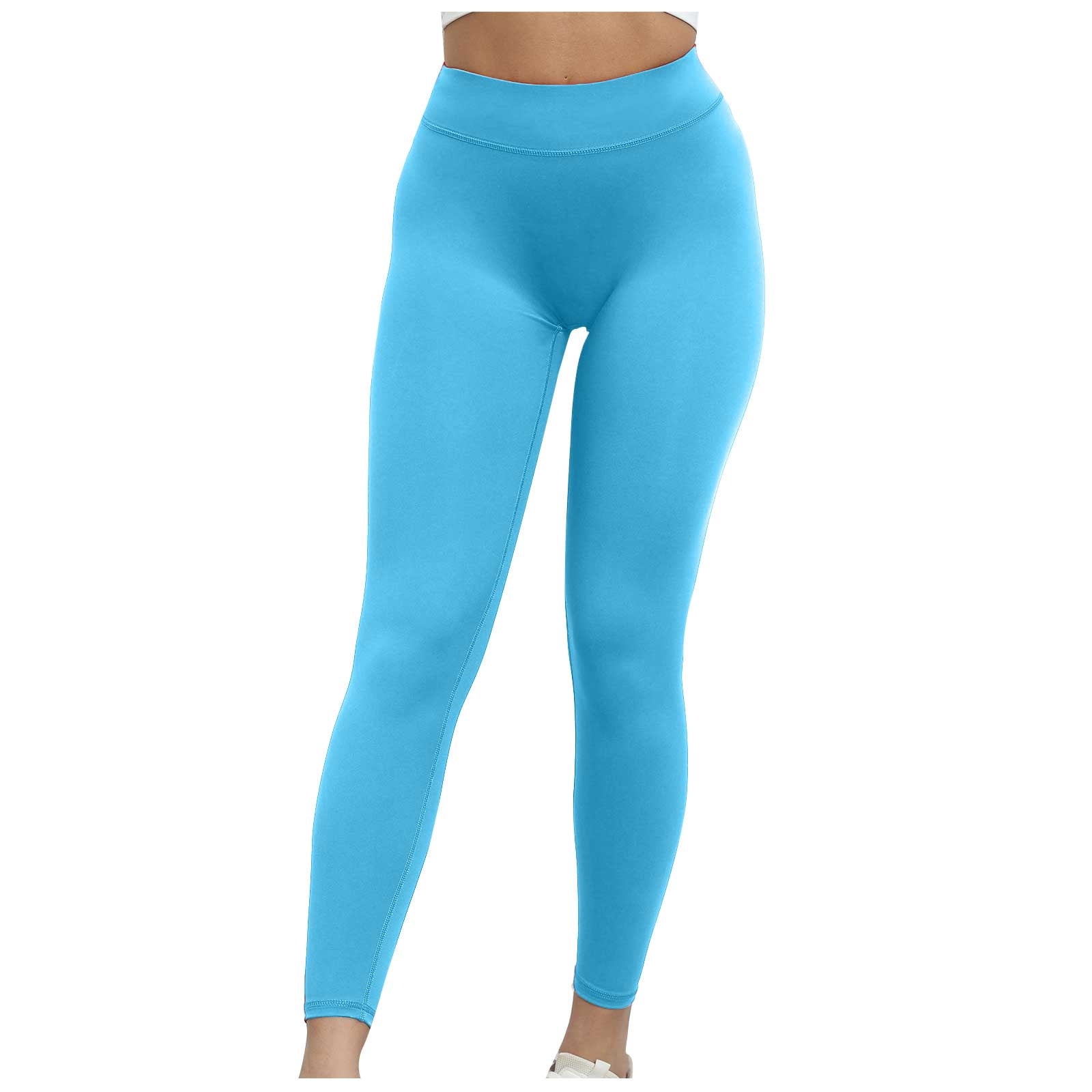 SSAAVKUY Womens Solid Color Wrinkled Peach Hip Active Sports Fitness  Running High Waist Full Length Long Pants Yoga Pants Young Girl Fashion  Bottoms Blue 4 