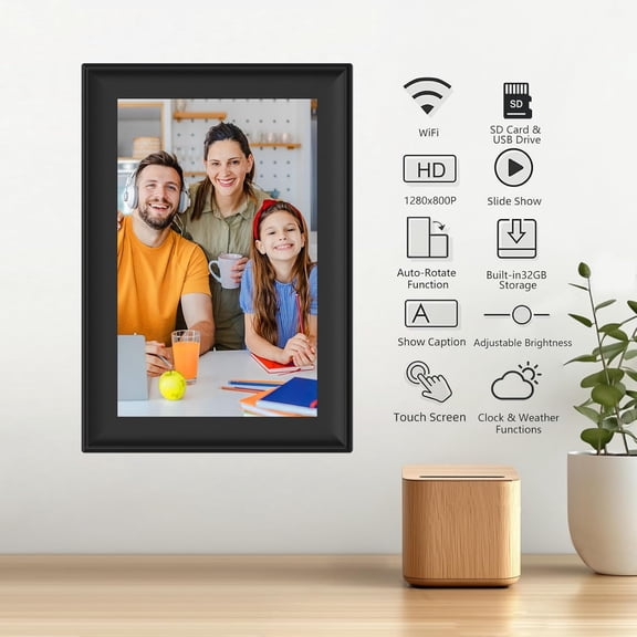 SSAWIFIFRAME Digital Picture Frame 32GB, 10.1 Inch WiFi HD Touchscreen with Auto-Rotate and Wall Mount for Family Photos