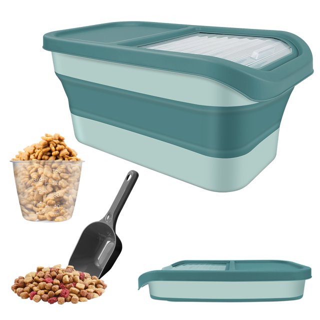 SSAWcasa 13LB Collapsible Dog Food Storage Container, Folding Pet Food Bins, Airtight Cat Food