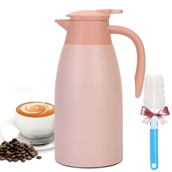 SSAWcasa 68oz Thermal Coffee Carafe Stainless Steel Double Wall Vacuum Flask Coffee Dispenser - Keep 12 Hours Hot, 24 Hours Cold (Coral Pink)