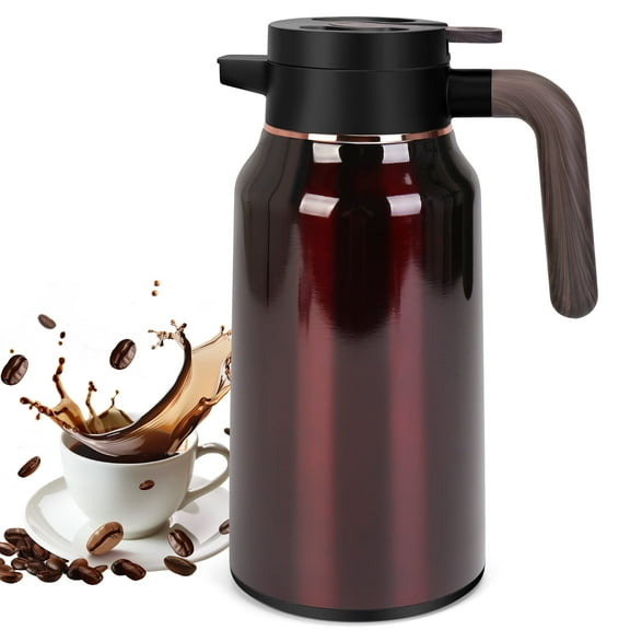 SSAWcasa 68oz (2L) Coffee Carafe, 24 Hours Hot Thermal Carafes, Premium Stainless Steel Vacuum Insulated Thermos, Thermal Airpot Coffee Dispenser for Hot and Cold Beverage (Ruby Red)
