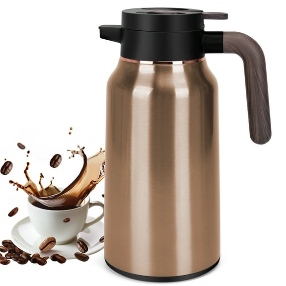 SSAWcasa 68oz (2L) Coffee Carafe, 24 Hours Hot Thermal Carafes, SUS304 Stainless Steel Vacuum Insulated Thermos, Thermal Airpot Coffee Dispenser for Hot and Cold Beverage (Champagne Gold)