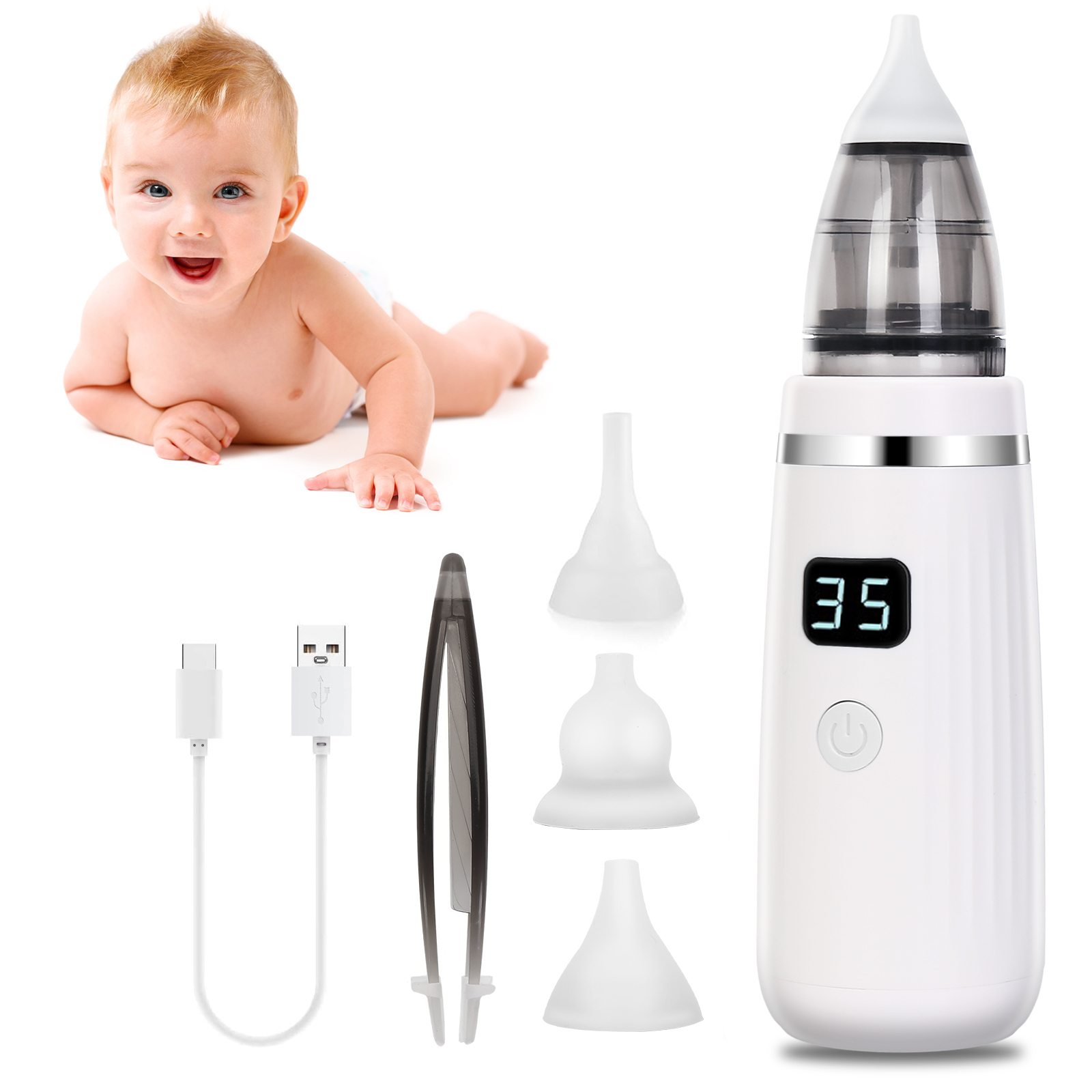 SSAWcasa Baby Nasal Aspirator Electric Baby Nose Sucker, AntiBackflow