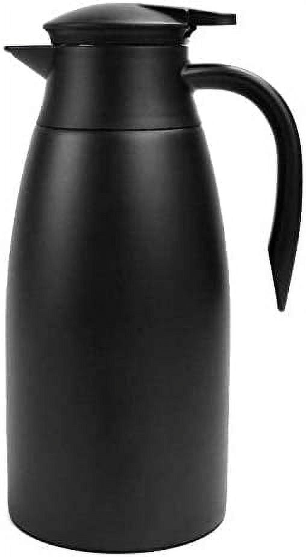 SSAWcasa Coffee Carafe Airpot 68oz Insulated Coffee Thermos Stainless Steel Coffee Dispenser for Hot Beverage - Keep 12 Hours Hot, 24 Hours Cold (Black)
