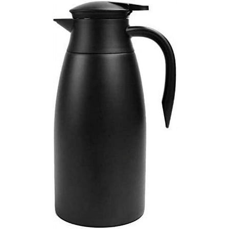 SSAWcasa Coffee Carafe Airpot 68oz Insulated Coffee Thermos Stainless Steel Coffee Dispenser for Hot Beverage - Keep 12 Hours Hot, 24 Hours Cold (Black)
