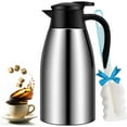 thumbnail image 1 of SSAWcasa Coffee Carafes 68oz Stainless Steel Insulated Coffee Dispenser, 12 Hours Hot＆24 Hours Cold (Silver), 1 of 9