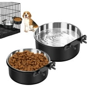 SSAWcasa Dog Crate Water Bowl No Spill, 2 Pack Dog Crate Bowls Hanging, Kennel Water Food Bowls Mountable, Pet Cage Accessories Feeder Dish, Stainless Steel Coop Cup for Cat Puppy Bunny Guinea Pig