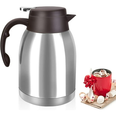 SSAWcasa Thermal Coffee Carafe Dispenser Large Capacity 68oz Stainless Steel Thermos Flask Unbreakable Double Wall Vacuum Water Tea Pot Beverage Pitcher for Party(Classic Silver)