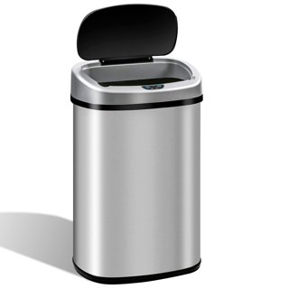 Pouseayar 18.5 Gallon Stainless Steel Automatic Trash Can - Motion Sensor, Silent Lid, Deodorizer Compartment