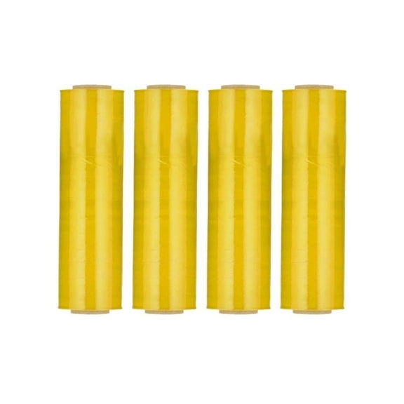 SSBM Yellow Stretch Wrap 15 Inch x 1500 Feet 4 Rolls 63 Gauge Opaque Hand Plastic Shrink Film for Pallet Moving Shipping