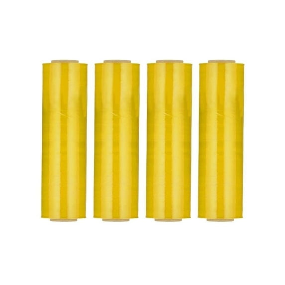SSBM Yellow Stretch Wrap 15 Inch x 1500 Feet 4 Rolls 63 Gauge Opaque Hand Plastic Shrink Film for Pallet Moving Shipping