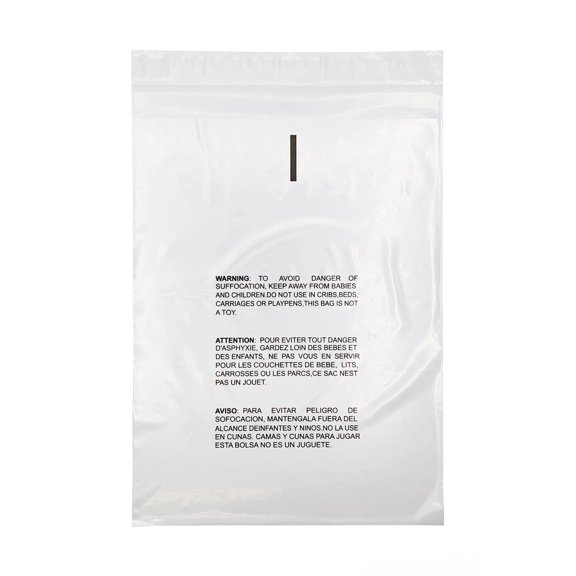 SSBM 16" x 20" Resealable Suffocation Warning Bags - 1.5 Mil - Clear- 500 Pcs