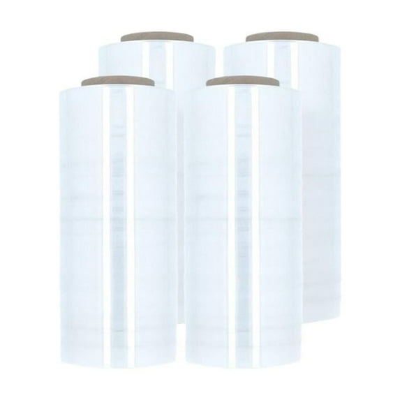 SSBM Cast Hand Pre-Stretch Wrap 17" x 1476' 4 Rolls 40 Gauge Clear Film for Packing Shipping Moving Boxes