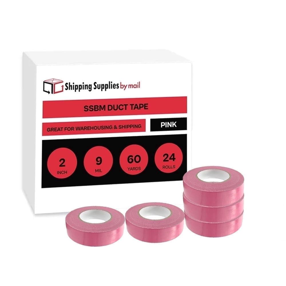 SSBM 2" x 60 Yards Pink Duct Tape 9 Mil Strong Adhesive Tape for Patching and Sealing 24 Rolls