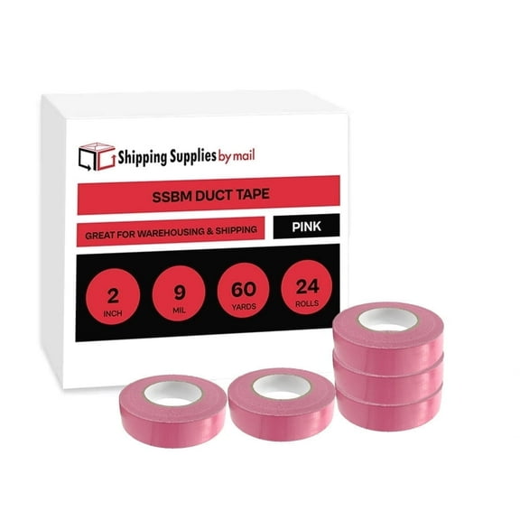 SSBM 2" x 60 Yards Pink Duct Tape 9 Mil Strong Adhesive Tape for Patching and Sealing 24 Rolls