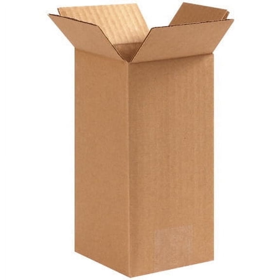 4 x 4 x 8" Tall Corrugated Boxes ECT-32 Shipping/Moving/Packing Boxes, 25 Boxes