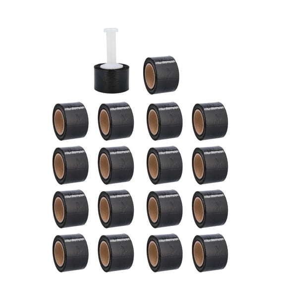SSBM Black Mini Stretch Wrap with Reuseable Handle 3" x 1000' 80 Gauge 36 Rolls Plastic Shrink Film for Wrapping