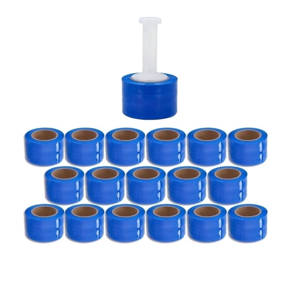 SSBM Blue Mini Stretch Wrap with Reuseable Handle 3" x 1000' 80 Gauge 36 Rolls Plastic Shrink Film for Packing