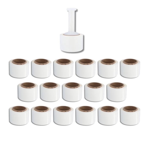 SSBM White Mini Stretch Wrap with Reuseable Handle 3" x 1000' 80 Gauge 36 Rolls Plastic Shrink Film for Packaging