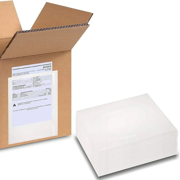 SSBM 5.5" x 10" Packing List Envelopes Water Resistant Self Adhesive Back Side Load - Clear, 1000 Pieces