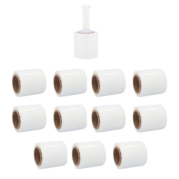 SSBM White Mini Stretch Wrap with Reuseable Handle 5" x 1000' 80 Gauge 12 Rolls Plastic Shrink Film for Wrapping Shipping
