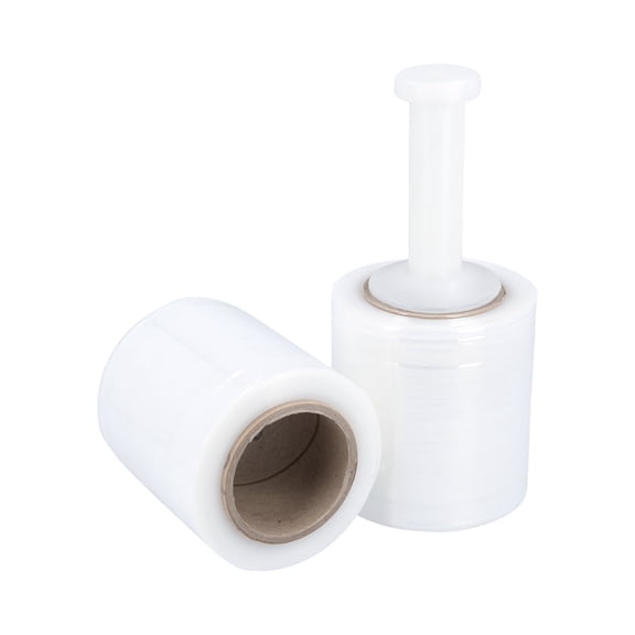 SSBM Cast Mini Hand Stretch Wrap with Handle 5" x 700' 12 Rolls 120 Gauge Clear Shrink Film for Packing Moving
