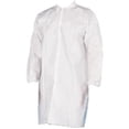 thumbnail image 1 of PSBM 50 Pcs White Microporous Disposable Lab Coat 5X-Large 4 Button Snaps 50G for Food Service & Cleanup, 1 of 4