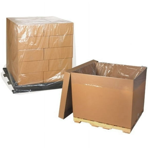 "ShippingSuppliesByMail 51"" x 48"" x 75"" Clear Plastic Pallet Covers 1 Mil 100/Case, Lightweight Protection"