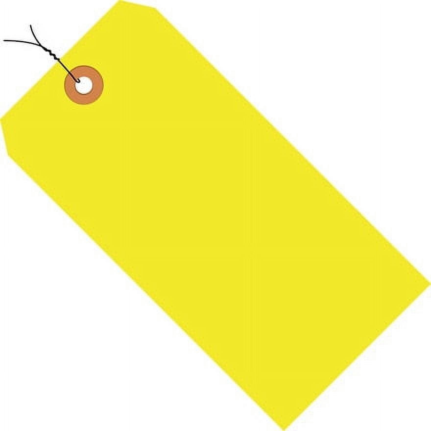SSBM #8 - 6 1/4" x 3 1/8" 13 Point Fluorescent Yellow Tags (Pre-Wired) 1000 Per Case