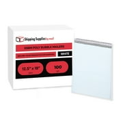 SSBM Bubble Poly Mailers, 12.5x19 Inch, 100 Pack, Padded Shipping Envelope Mailers, White/Grey, Self Seal and Peel Strip