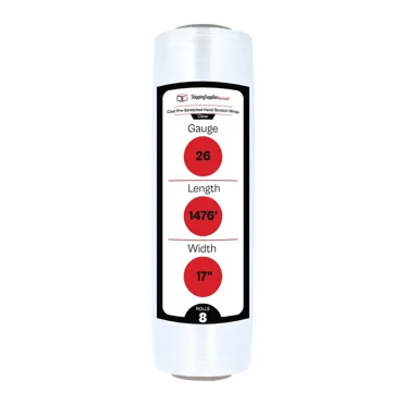 Black Pre-Stretch Pallet Wrap | 8 Rolls 17" X 1476' | 32 Gauge Hand Stretch Film