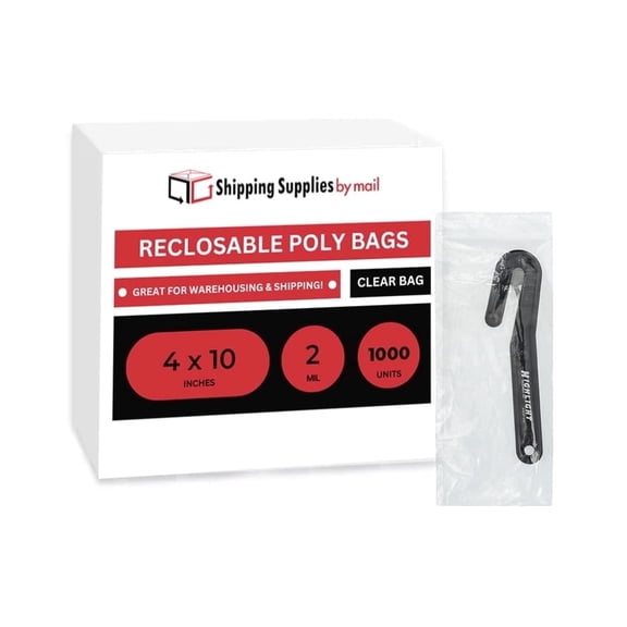 SSBM 1000 Clear Reclosable Poly Bags 4"x10" 2 Mil Top Seal Jewelry, Craft Packaging Plastic Zipper Bags
