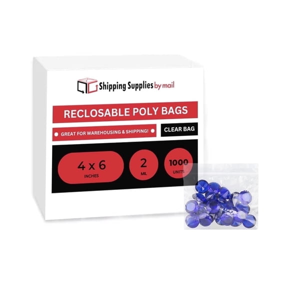 SSBM 1000 Clear Reclosable Poly Bags 4"x6" 2 Mil Top Seal Jewelry, Craft Packaging Plastic Zipper Bags