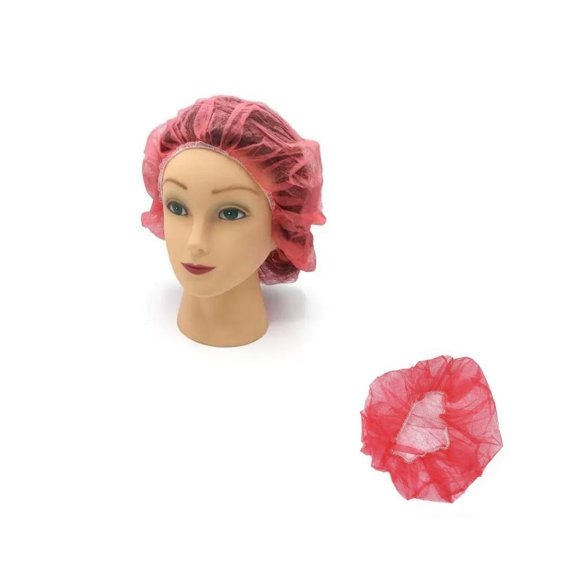 PSBM Disposable Bouffant Caps - 24" - Red - 10 Bags = 1000 Pieces