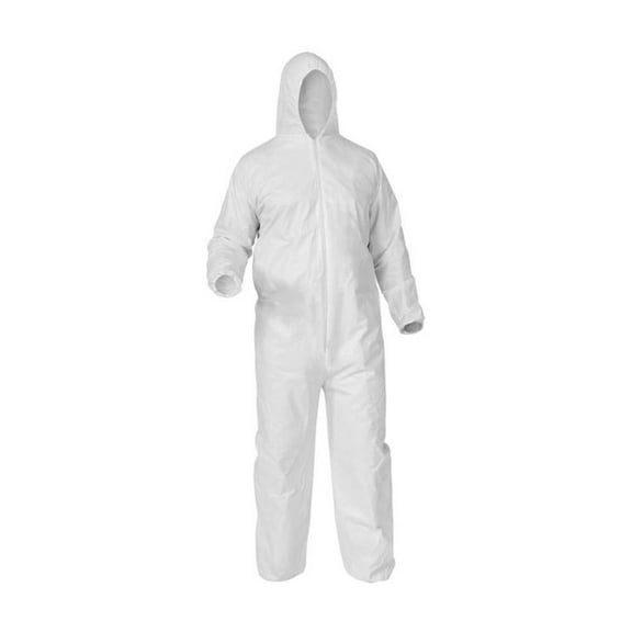 SSBM Disposable Coverall Suits, Hooded Protective Suit, 2X-Large, White, 25 Pack