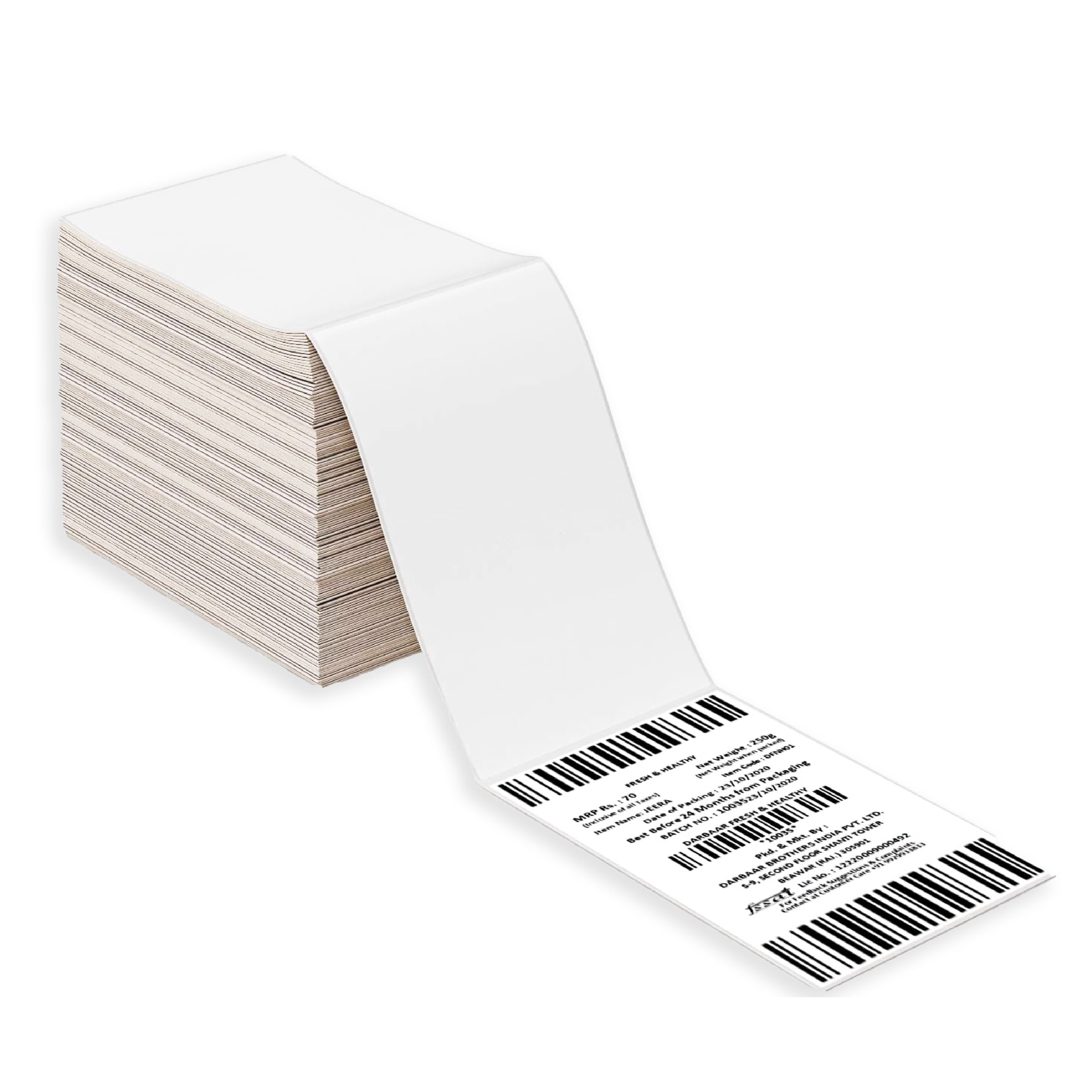 SSBM 4x6 Fanfold Thermal Transfer Labels, Must Have Thermal Ribbon (Not Included), 4000 Labels Total, 2 Stacks, 2000 Per Stack