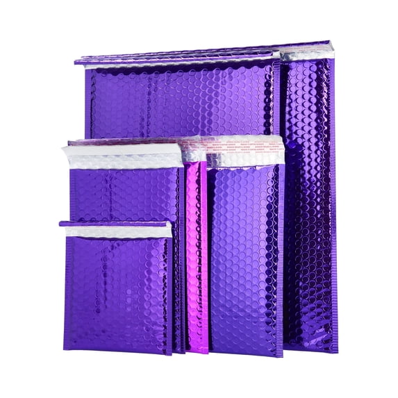 SSBM Purple Bubble Mailers 9" x 11.5" Self-Seal Shiny Metallic Bags with Peel Strip for Shipping 200 pieces