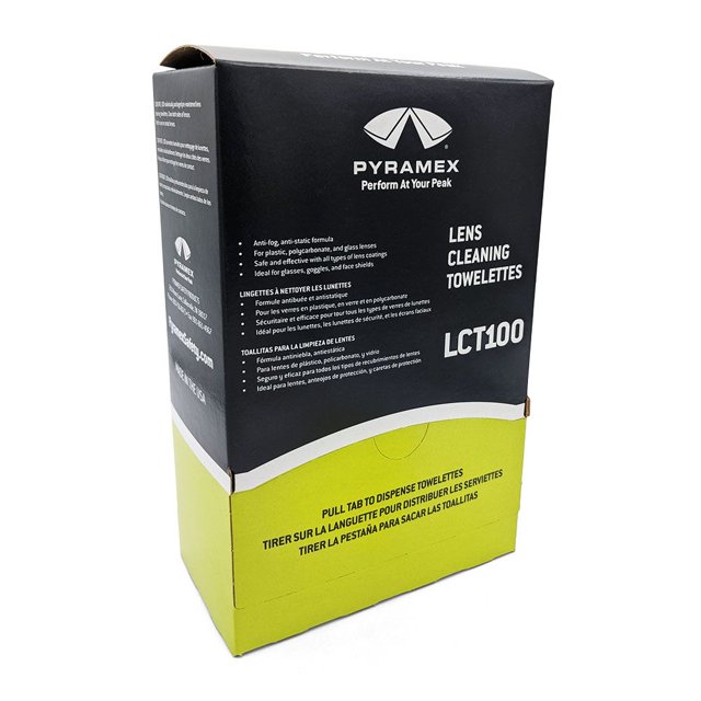 SSBM Pyramex Brand AntiFog Lens Cleaning Towelettes 100 Per Box MS