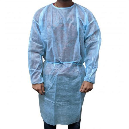 SSBM Shield Care Isolation Gown 47.2" x 79.5" CPE Fluid Resistant Blue - 100 Pack