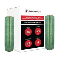 SSBM Green Tinted Stretch Wrap 18" x 1500' 4 Rolls 47 Gauge Hand Plastic Shrink Film for Packaging Moving Pallets